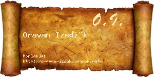 Oravan Izsák névjegykártya